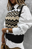 Wavy Stripes Knit Vest Pullover Sweater