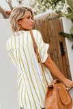 Striped Short Sleeve Buttoned Pocket Shirt