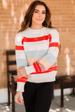 Crew Neck Drop-shoulder Striped Color Block Sweater