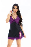 Lace Spice Satin Babydoll with Slit