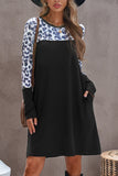 Print Splicing Long Sleeve Dress