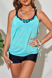 Patchwork Sporty Scoop Neck Tankini