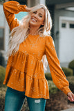 Floral Print Ruffle Long Sleeve Tunic Top
