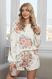 Floral Print White Knit Lounge Set