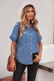 Turn-down Collar Short Sleeve Denim Shirt