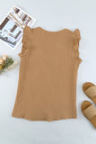Ruffled Sleeve V Neck Top