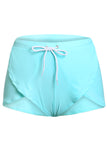 Solid Green Drawstring Waist Boyshort Beach Bottom