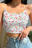 Cherry Print Crop Spaghetti Straps Camisole