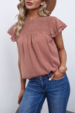 Tiered Sleeve Frilled Neck Dotted Top