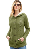 Fleece Hooded Gray Button Cardigan Sweater