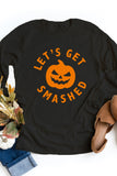Black LET'S GET SMASHED Pumpkin Print Long Sleeve Top