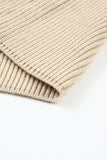 High Neck Drop Shoulder Rib Knit Sweater