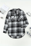 Khaki Grid Print Boyfriend Shirt Coat