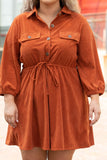 Plus Size High Waist Corduroy Dress