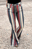 Multicolor Striped Bell Bottoms Jeans
