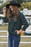 Green Loose Fit Boyfriend Style Plaid Shirt