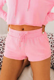 Cropped Hoodie and Drawstring High Waist Shorts Set