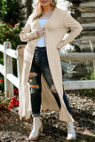 Plus Size Ribbed Long Open Front Cardigan