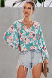 Boho Print Balloon Sleeve Blouse