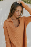 Distressed Seam Trim Waffle Knit Top