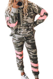 Camo Print Color Block Pullover Lounge Set
