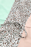V Neck Ruffle Leopard Color Block Romper