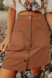 Buttons Front Corduroy Mini Skirt