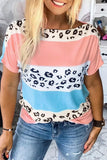 Leopard Color Block Short Sleeve Top