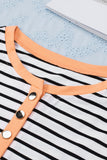 Striped Colorblock Button Down Long Sleeve Top