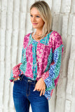 color Floral Leopard Mix Patchwork Loose Pullover