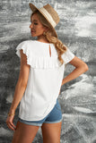 Lace Splicing Ruffled Short Sleeve T-shirt