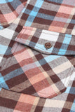 Multicolor Plaid Print Leopard Trim Shirt Jacket
