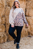 Plus Size Leopard Color Block Asymmetrical Cold Shoulder Top