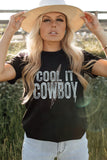 WILD WEST RODEO Letter Western Pattern Print Graphic T Shirt