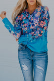 Floral Print V Neck Long Sleeve Top