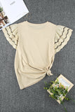 Hollow Out Ruffle Sleeve T-shirt