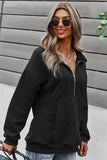 Quilted Patch Half Zipper Sweatshirt