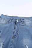 Print Stitching Ripped Skinny Jeans