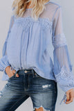 Fashion Lantern-Sleeve Lace Patchwork Top