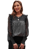 Smocked Ruffle Trim Blouse