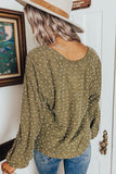 Green Swiss Dot Raglan Sleeves Knit Top