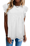 Perforating Hollow-out Ruffled Flowy Top