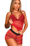 Printed Lace Camisole and Shorts Lingerie Set