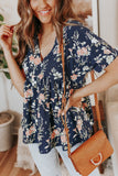 V Neck Floral Tiered Babydoll Top