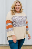 Leopard Color Block Patchwork Plus Size Top