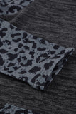 Color Block Leopard Long Sleeves Gray Hoodie