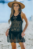 Geometric Patterned Knit Boho Style Beach Cover Up
