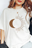White Moon and Sun Graphic Short Sleeve Tee