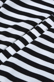 Striped Floral Print Long Sleeve Zipper Hoodie