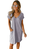 V Neck Cuffed T-shirt Dress